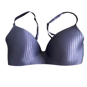 Victoria’s Secret dark blue striped lightly lined wireless t shirt bra 36D